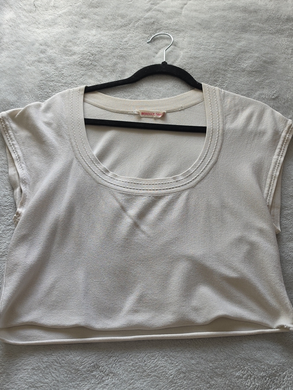 Rebecca Taylor Cream Short Sleeve Scoop-Neck Tee